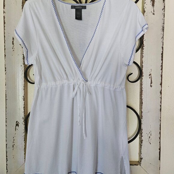 Liz Claiborne  Women`s White Drawstring Top size Med - Picture 1 of 4